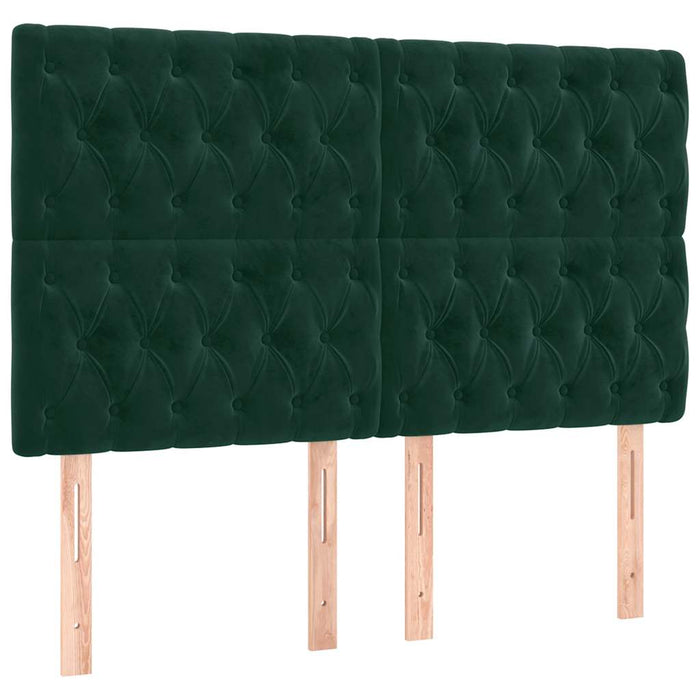 Tăblie de pat verde închis 144x7x118/128 cm catifea WALTI