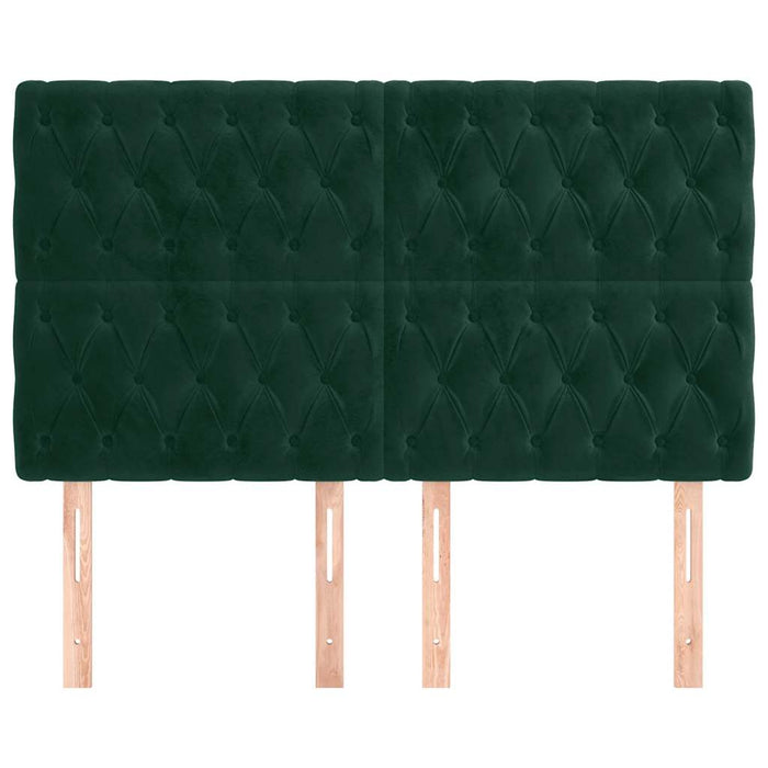 Tăblie de pat verde închis 144x7x118/128 cm catifea WALTI