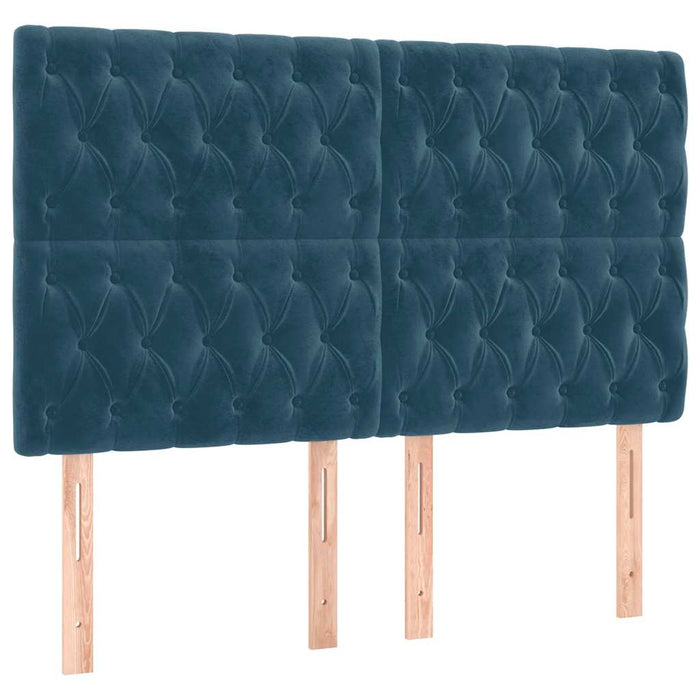 Tăblie de pat albastru închis 144x7x118/128 cm catifea WALTI