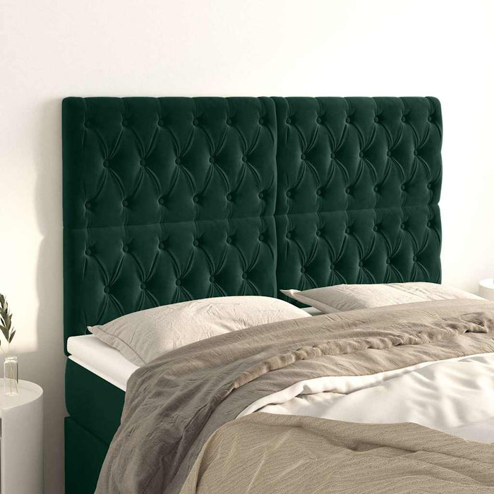 Tăblie de pat verde închis 160x7x118/128 cm catifea WALTI