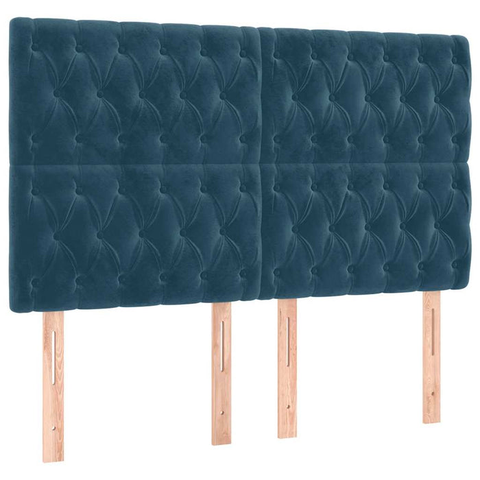 Tăblie de pat albastru închis 160x7x118/128 cm catifea WALTI