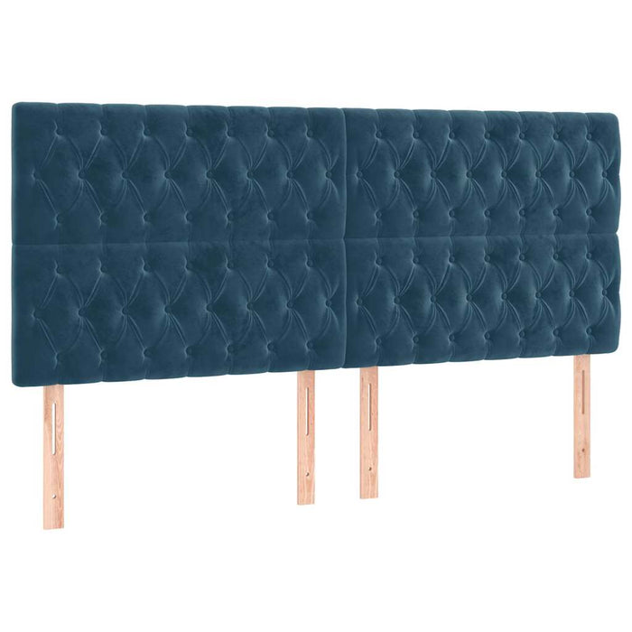 Tăblie de pat albastru închis 180x7x118/128 cm catifea WALTI