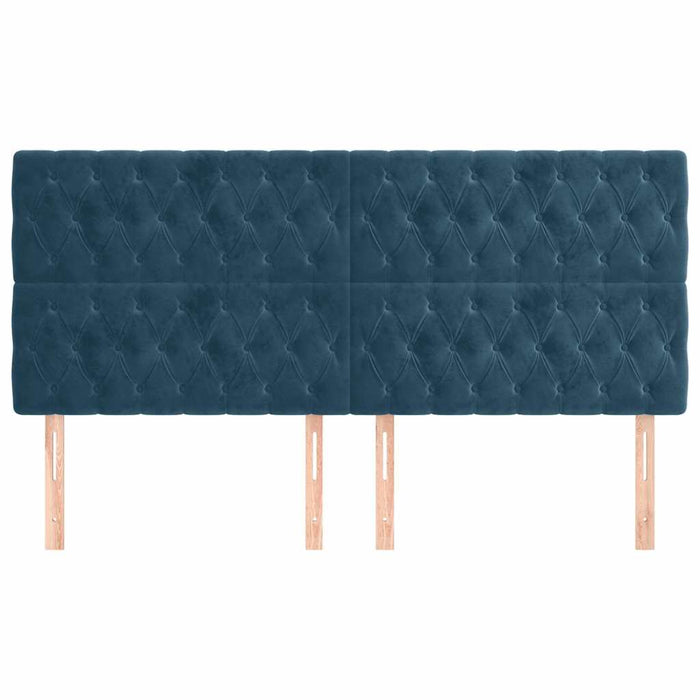 Tăblie de pat albastru închis 180x7x118/128 cm catifea WALTI