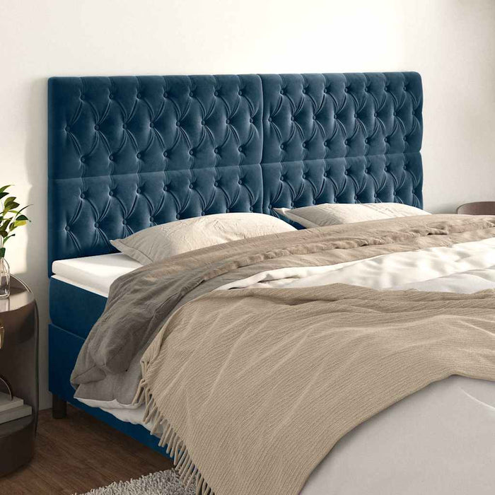 Tăblie de pat albastru închis 180x7x118/128 cm catifea WALTI
