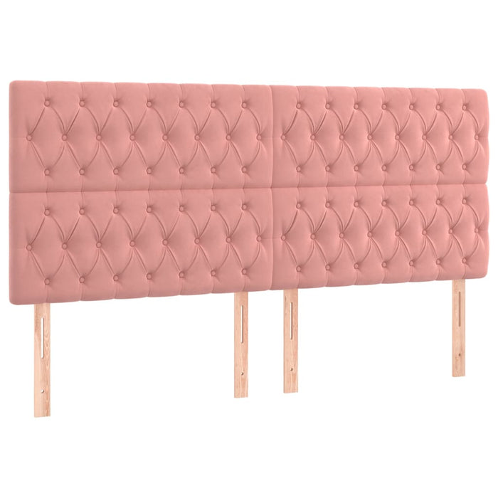 Tăblie de pat roz 180x7x118/128 cm catifea WALTI