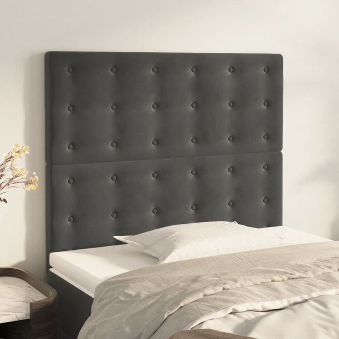Tăblie de pat gri închis 80x5x118/128 cm catifea WALTI