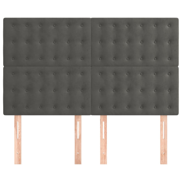 Tăblie de pat gri închis 144x5x118/128 cm catifea WALTI