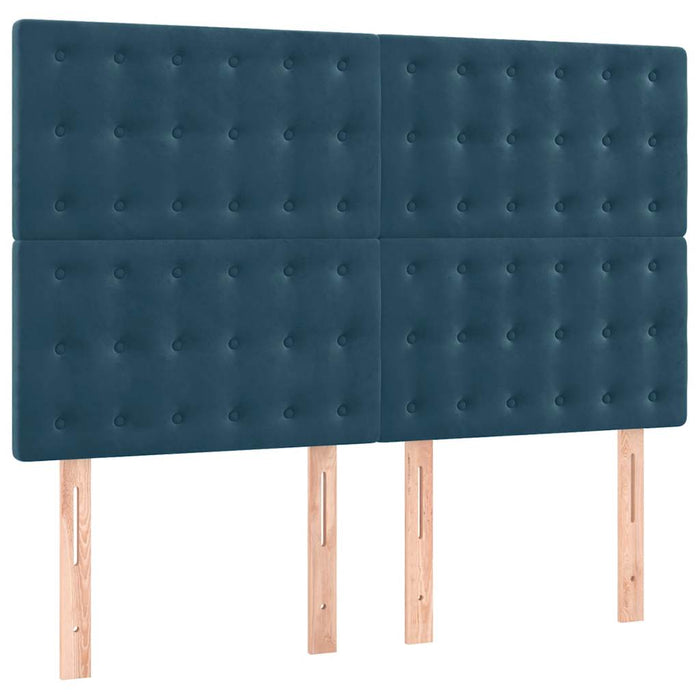Tăblie de pat albastru închis 144x5x118/128 cm catifea WALTI