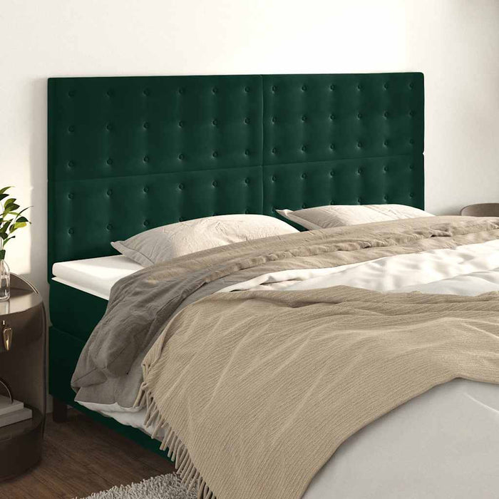 Tăblie de pat verde închis 160x5x118/128 cm catifea WALTI