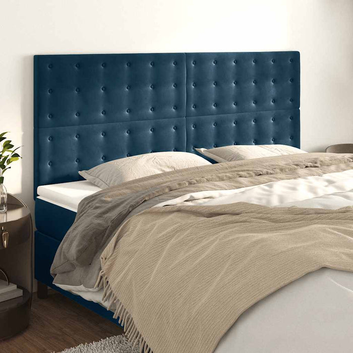 Tăblie de pat albastru închis 160x5x118/128 cm catifea WALTI