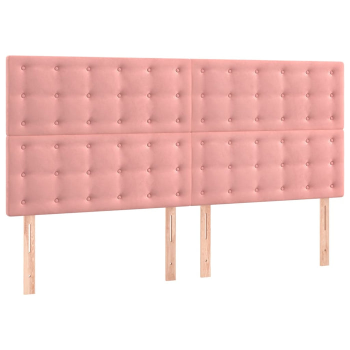 Tăblie de pat roz 160x5x118/128 cm catifea WALTI