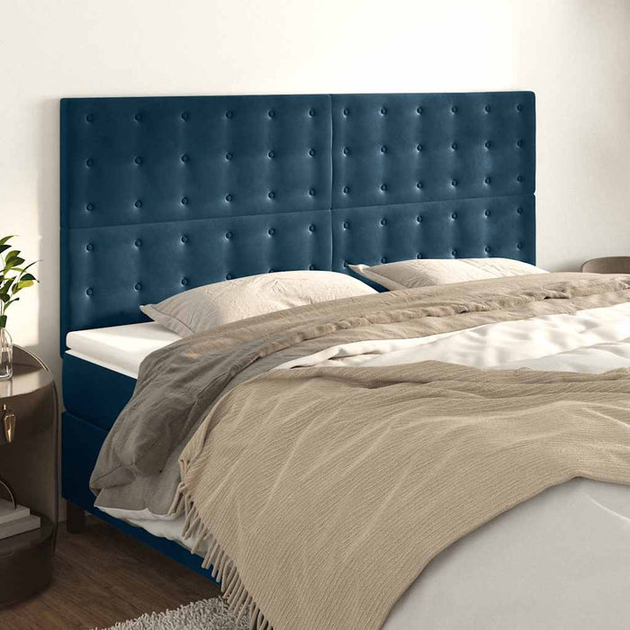 Tăblie de pat albastru închis 180x5x118/128 cm catifea WALTI