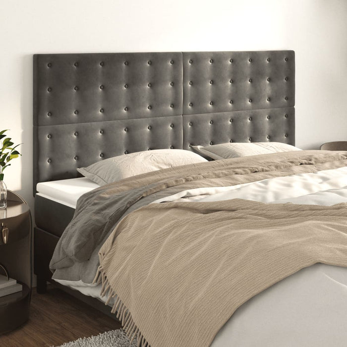 Tăblie de pat gri închis 200x5x118/128 cm catifea WALTI