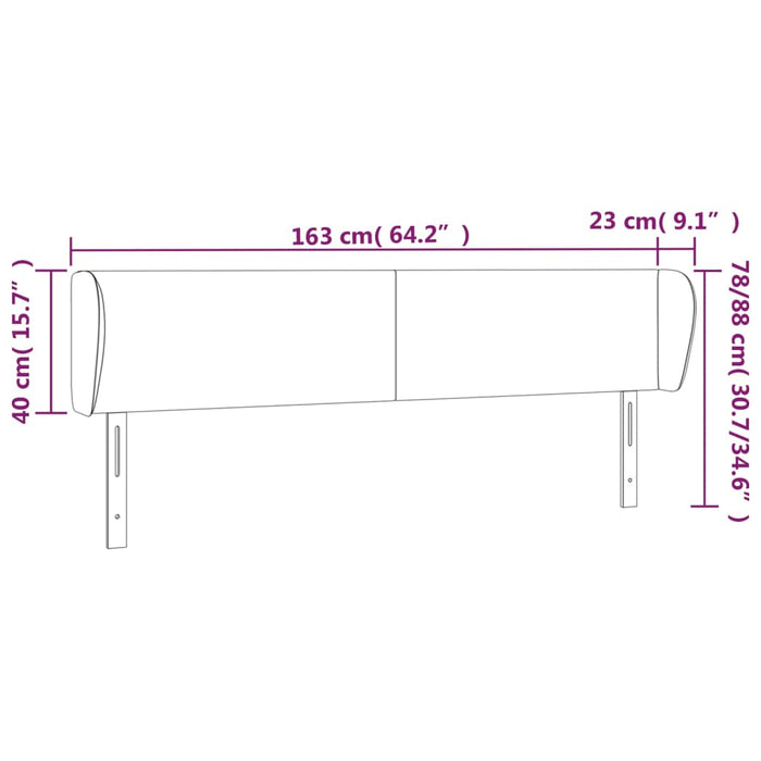 Tăblie de pat cu aripioare gri închis 163x23x78/88 cm textil WALTI