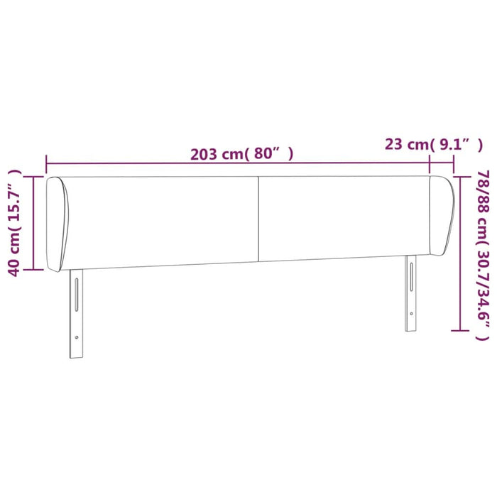 Tăblie de pat cu aripioare negru 203x23x78/88 cm textil - WALTI WALTI