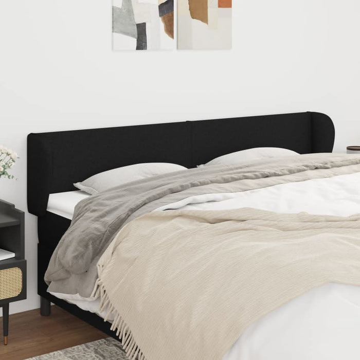 Tăblie de pat cu aripioare negru 203x23x78/88 cm textil - WALTI WALTI