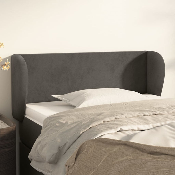 Tăblie de pat cu aripioare gri închis 83x23x78/88 cm catifea WALTI