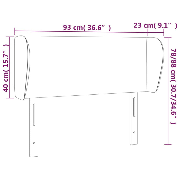 Tăblie de pat cu aripioare gri deschis 93x23x78/88 cm catifea - WALTI WALTI