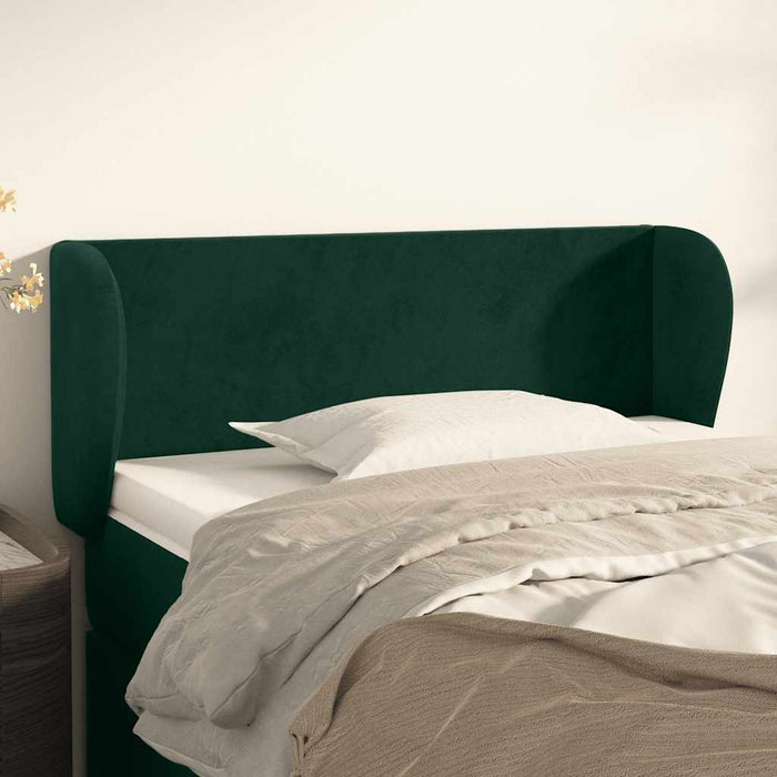 Tăblie de pat cu aripioare verde închis 93x23x78/88 cm catifea WALTI