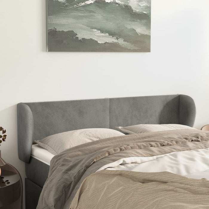 Tăblie de pat cu aripioare gri deschis 147x23x78/88 cm catifea - WALTI WALTI