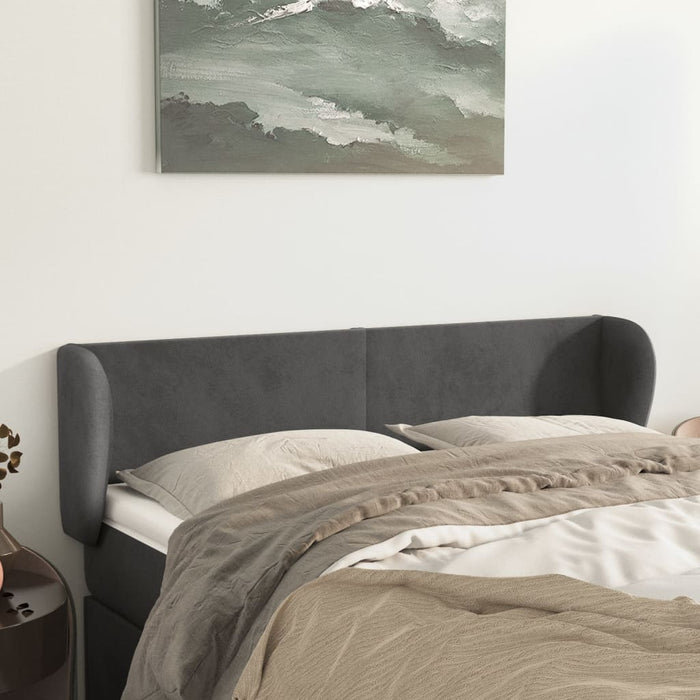 Tăblie de pat cu aripioare gri închis 147x23x78/88 cm catifea - WALTI WALTI
