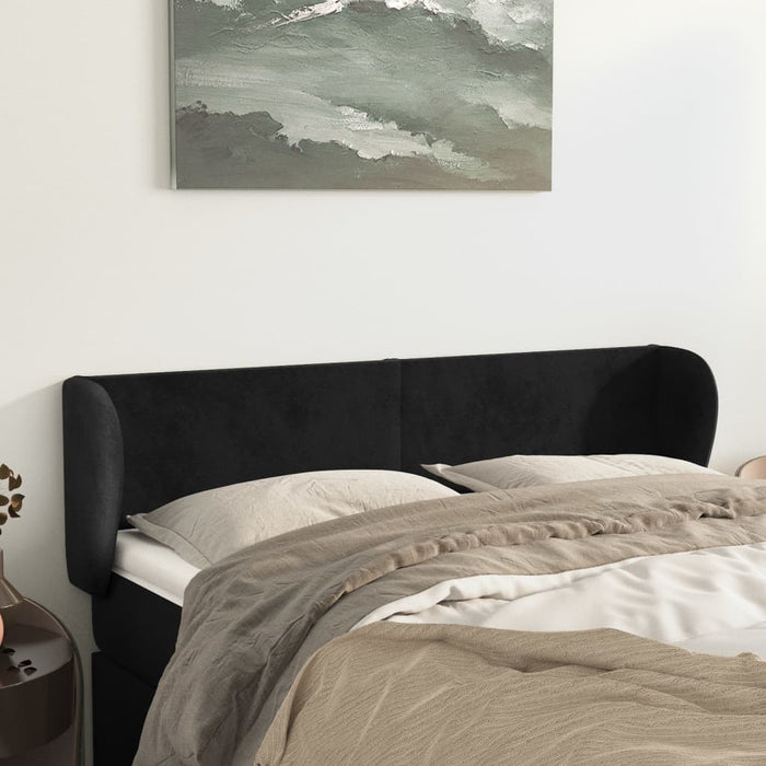 Tăblie de pat cu aripioare negru 147x23x78/88 cm catifea - WALTI WALTI