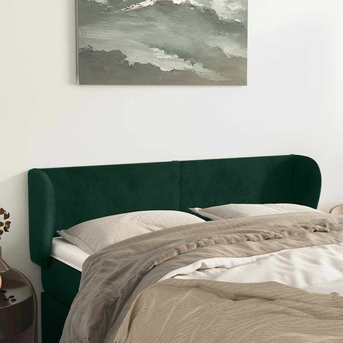 Tăblie de pat cu aripioare verde închis 147x23x78/88 cm catifea - WALTI WALTI