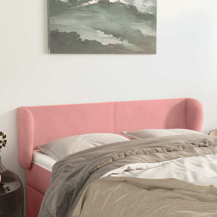 Tăblie de pat cu aripioare roz 147x23x78/88 cm catifea - WALTI WALTI