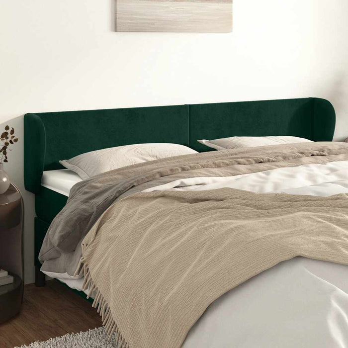 Tăblie de pat cu aripioare verde închis 163x23x78/88 cm catifea WALTI
