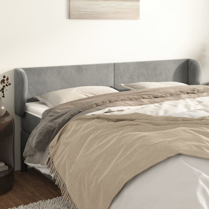 Tăblie de pat cu aripioare gri deschis 183x23x78/88 cm catifea WALTI