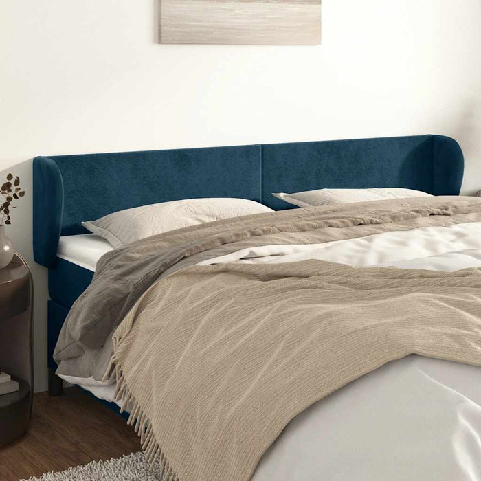 Tăblie pat cu aripioare albastru închis 183x23x78/88 cm catifea - WALTI WALTI