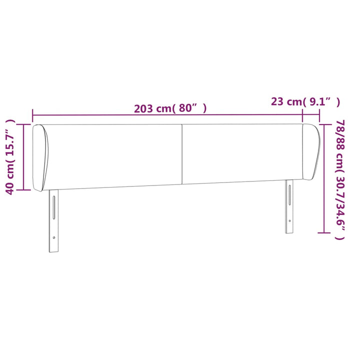 Tăblie de pat cu aripioare roz 203x23x78/88 cm catifea - WALTI WALTI
