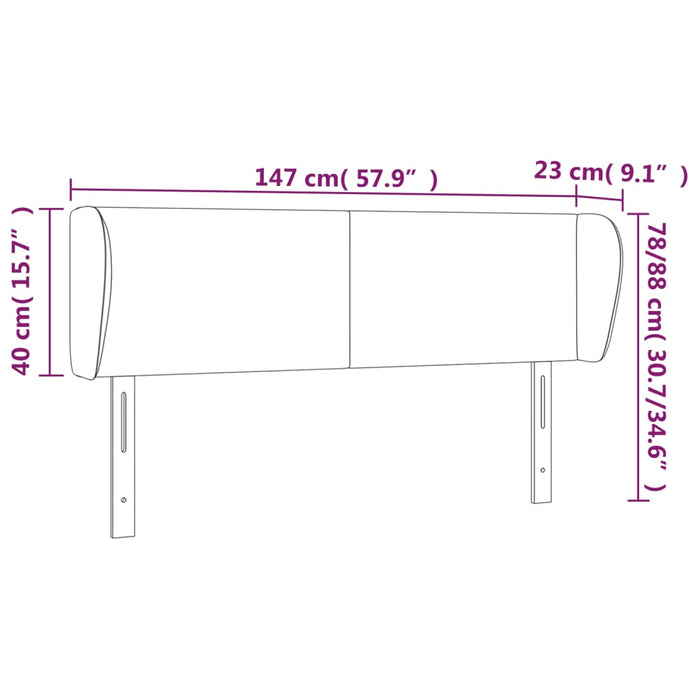Tăblie de pat cu aripioare, alb, 147x23x78/88cm piele ecologică WALTI