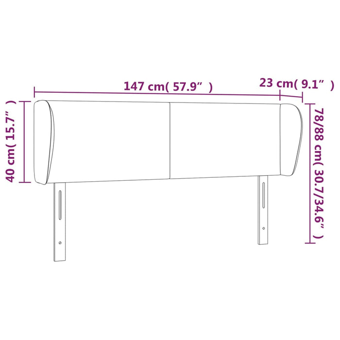 Tăblie de pat cu aripioare gri 147x23x78/88 cm piele ecologică - WALTI WALTI