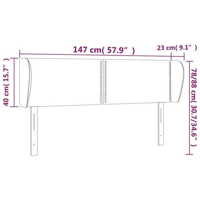 Tăblie de pat cu aripioare negru 147x23x78/88 cm textil - WALTI WALTI