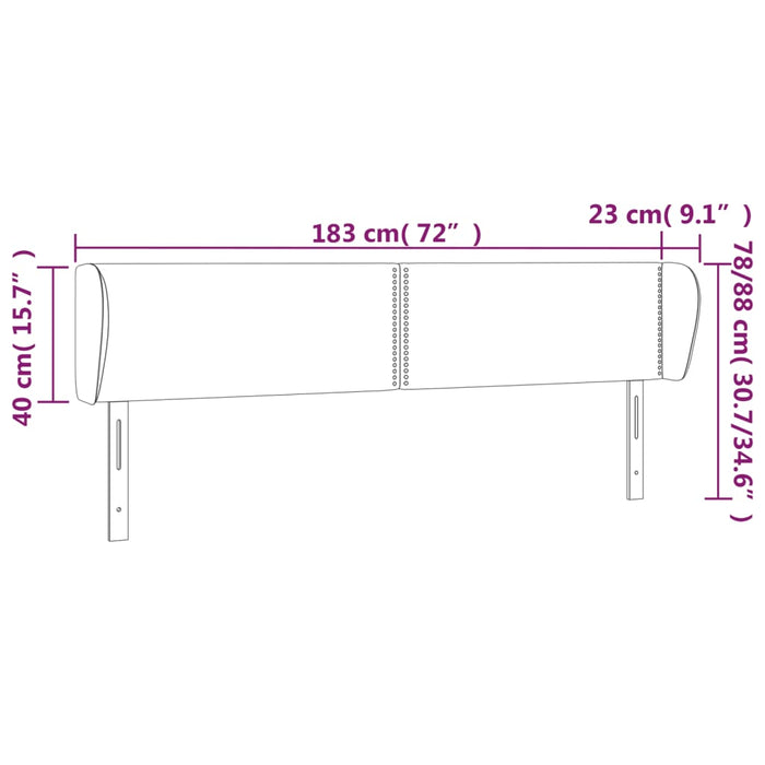 Tăblie de pat cu aripioare gri închis 183x23x78/88 cm textil - WALTI WALTI