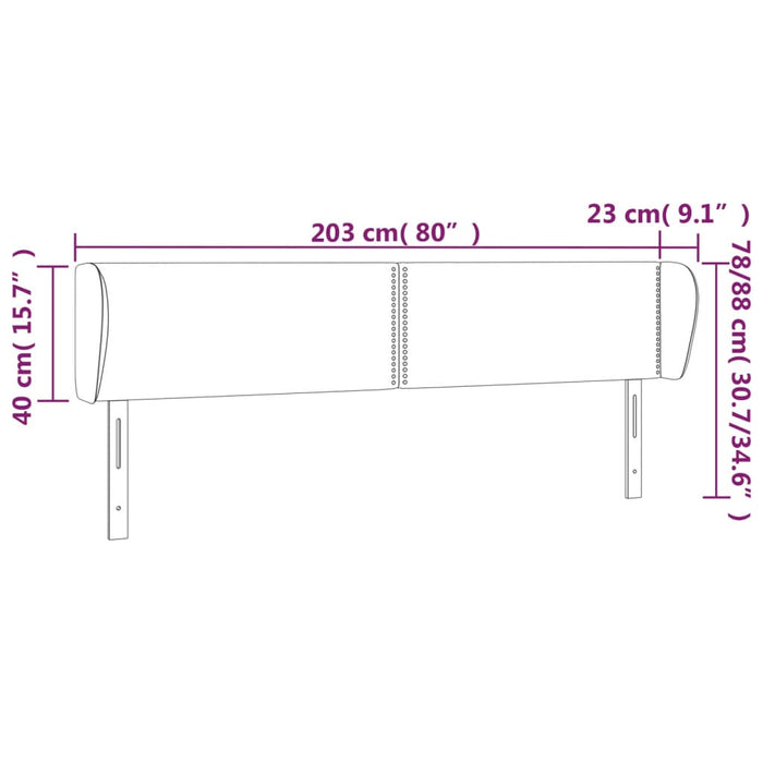 Tăblie de pat cu aripioare gri taupe 203x23x78/88 cm textil - WALTI WALTI