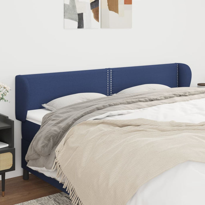 Tăblie de pat cu aripioare, albastru, 203x23x78/88 cm textil - WALTI WALTI