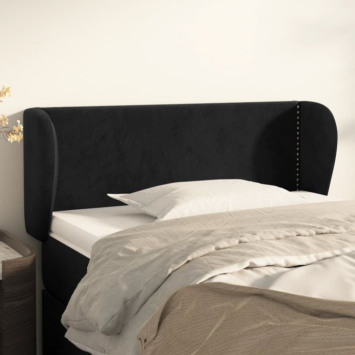 Tăblie de pat cu aripioare negru 103x23x78/88 cm catifea - WALTI WALTI