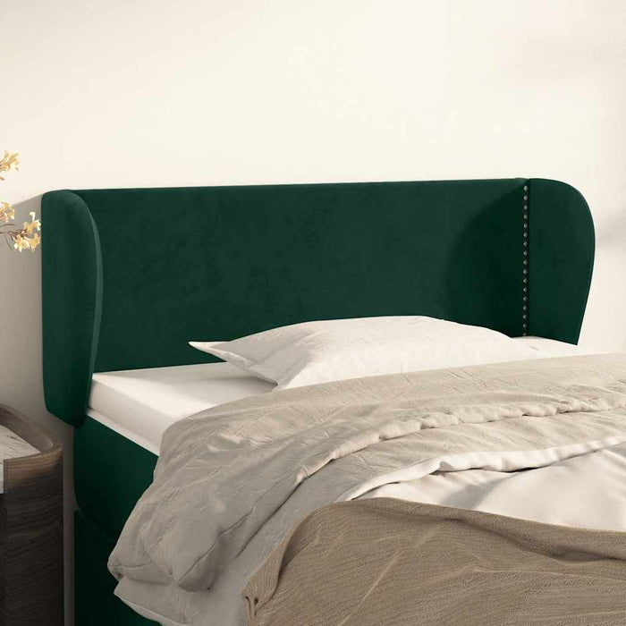 Tăblie de pat cu aripioare verde închis 103x23x78/88 cm catifea - WALTI WALTI