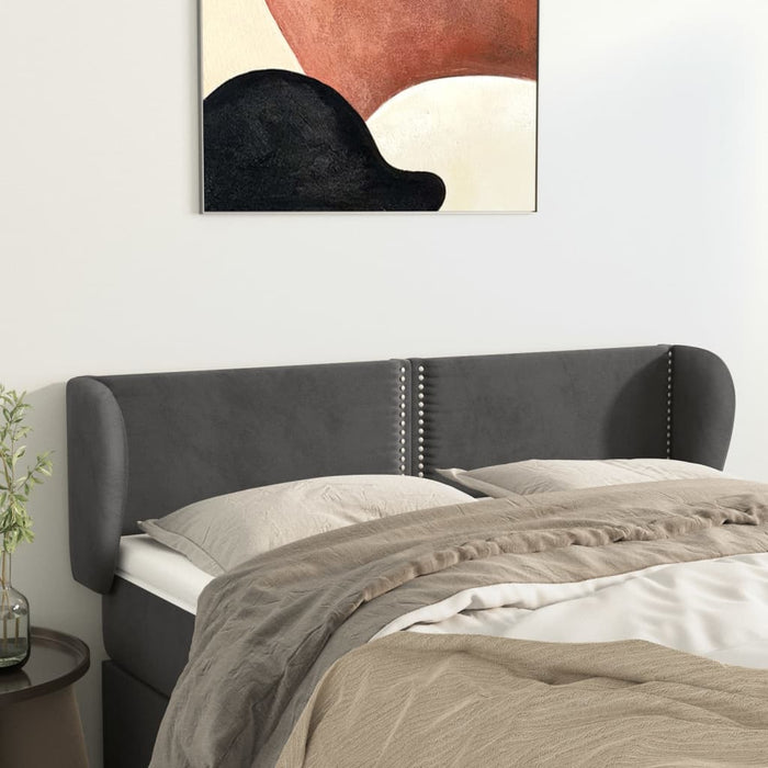 Tăblie de pat cu aripioare gri închis 147x23x78/88 cm catifea - WALTI WALTI
