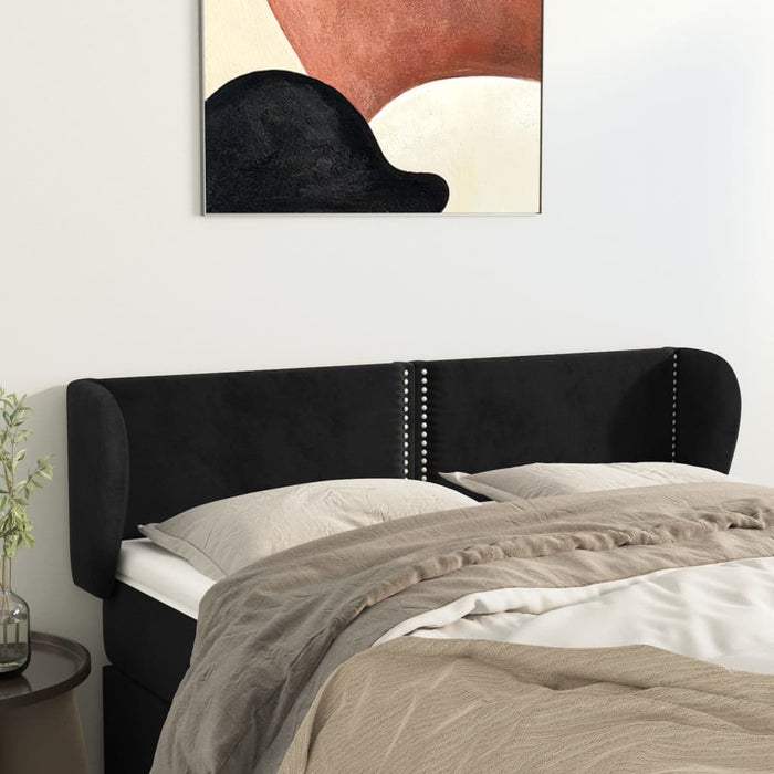 Tăblie de pat cu aripioare negru 147x23x78/88 cm catifea - WALTI WALTI