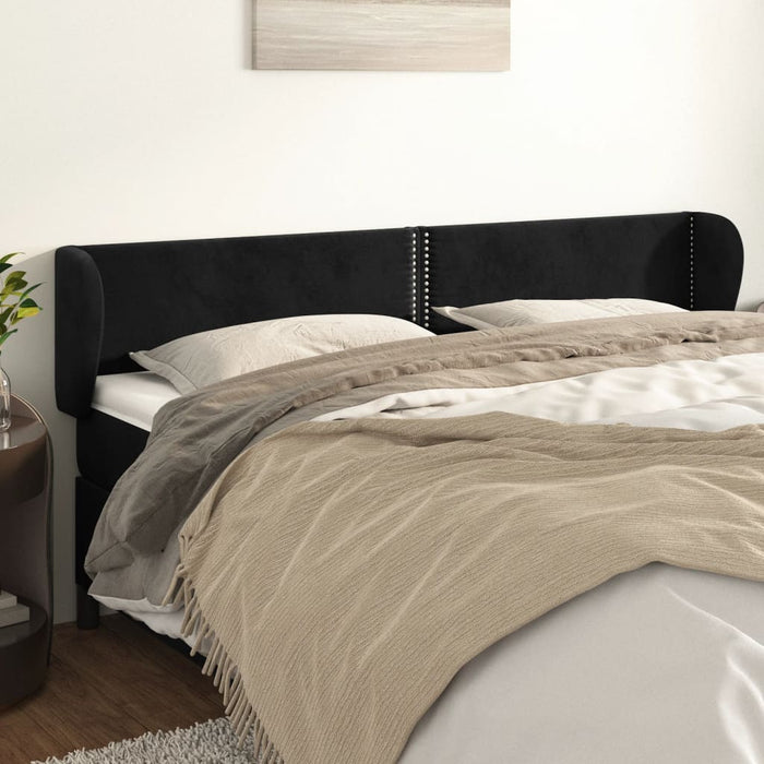 Tăblie de pat cu aripioare negru 163x23x78/88 cm catifea - WALTI WALTI