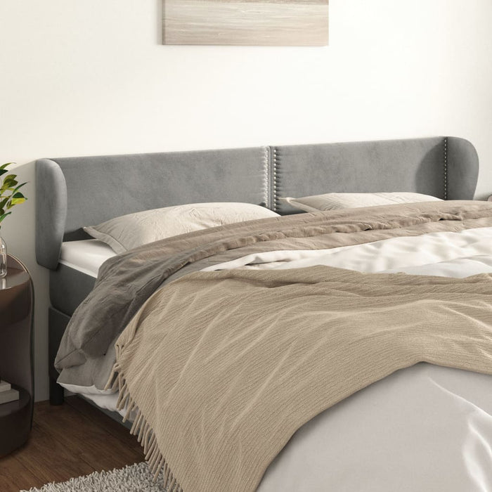 Tăblie de pat cu aripioare gri deschis 203x23x78/88 cm catifea - WALTI WALTI