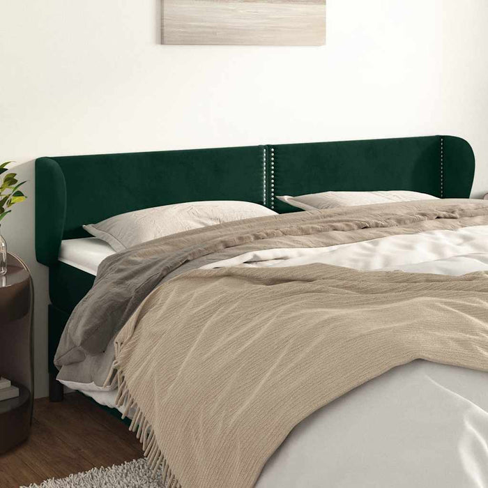Tăblie de pat cu aripioare verde închis 203x23x78/88 cm catifea - WALTI WALTI