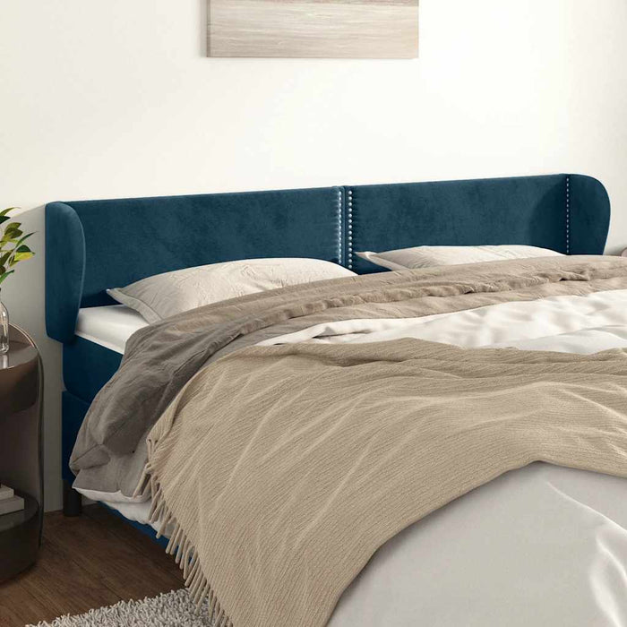 Tăblie pat cu aripioare albastru închis 203x23x78/88 cm catifea - WALTI WALTI