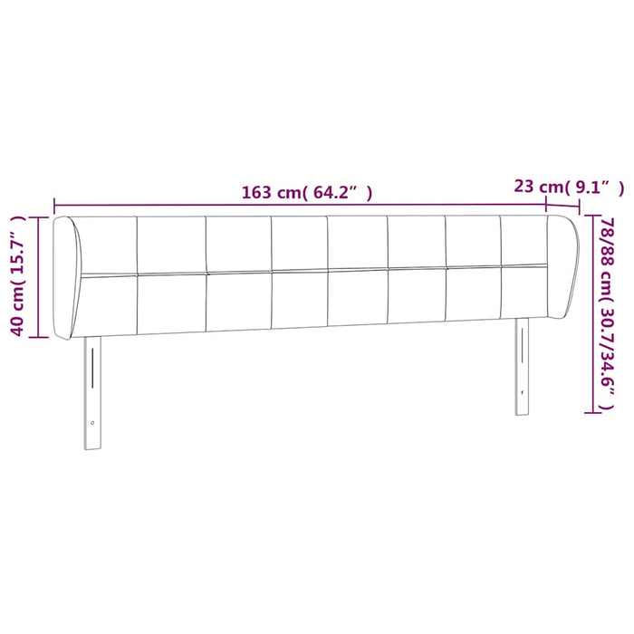 Tăblie de pat cu aripioare maro închis 163x23x78/88 cm textil WALTI