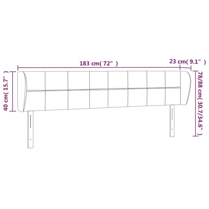Tăblie de pat cu aripioare maro închis 183x23x78/88 cm textil WALTI