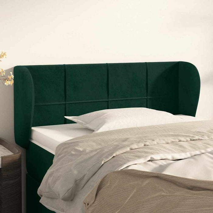 Tăblie de pat cu aripioare verde închis 103x23x78/88 cm catifea - WALTI WALTI