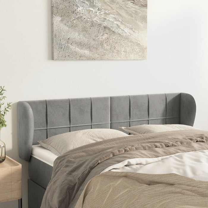 Tăblie de pat cu aripioare gri deschis 147x23x78/88 cm catifea - WALTI WALTI